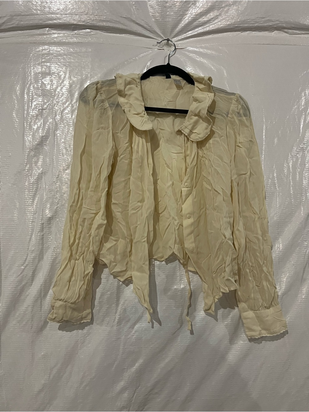 H&M Pale Yellow Sheer Blouse Size Medium